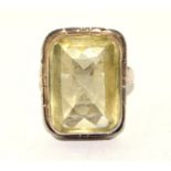 925 silver ladies yellow stone ring size O 