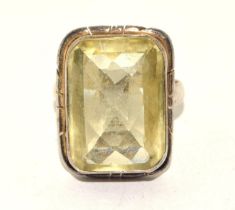 925 silver ladies yellow stone ring size O 