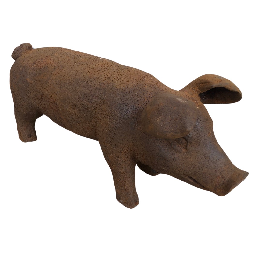 Cast Metal Rustic Garden Ornament in the form of a Pig ref 39  - Image 2 of 3