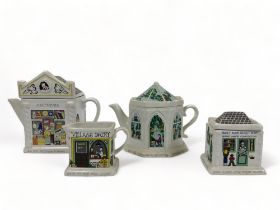 Two Wade 'English life' teapots, milk jug & sugar bowl. Designed by Barry Smith & Barbara Wooton.