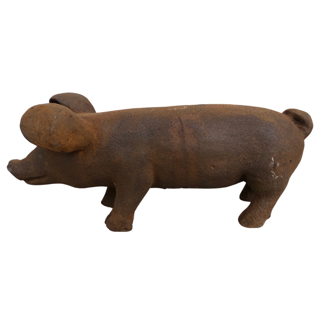 Cast Metal Rustic Garden Ornament in the form of a Pig ref 39  - Image 3 of 3