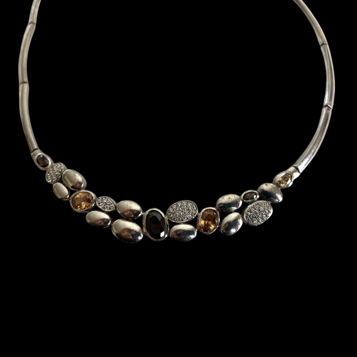 Two silver ladies choker necklaces. set with coloured & clear stones.  Stamped 925. Gross weight - 7 - Image 3 of 3