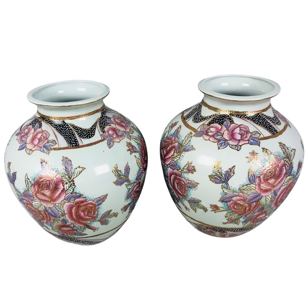 Pair of Japanese Vases approx 29cms tall 