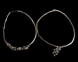 Two silver ladies choker necklaces. set with coloured & clear stones. Stamped 925. Gross weight - 7