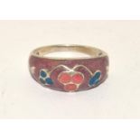 925 silver Enamelled ring size Q  