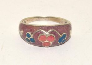 925 silver Enamelled ring size Q