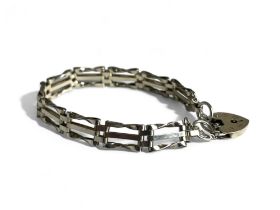 A sterling silver gate link bracelet.