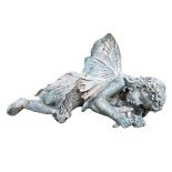 Cast Metal Sleeping Garden Fairy Statue ref 38 