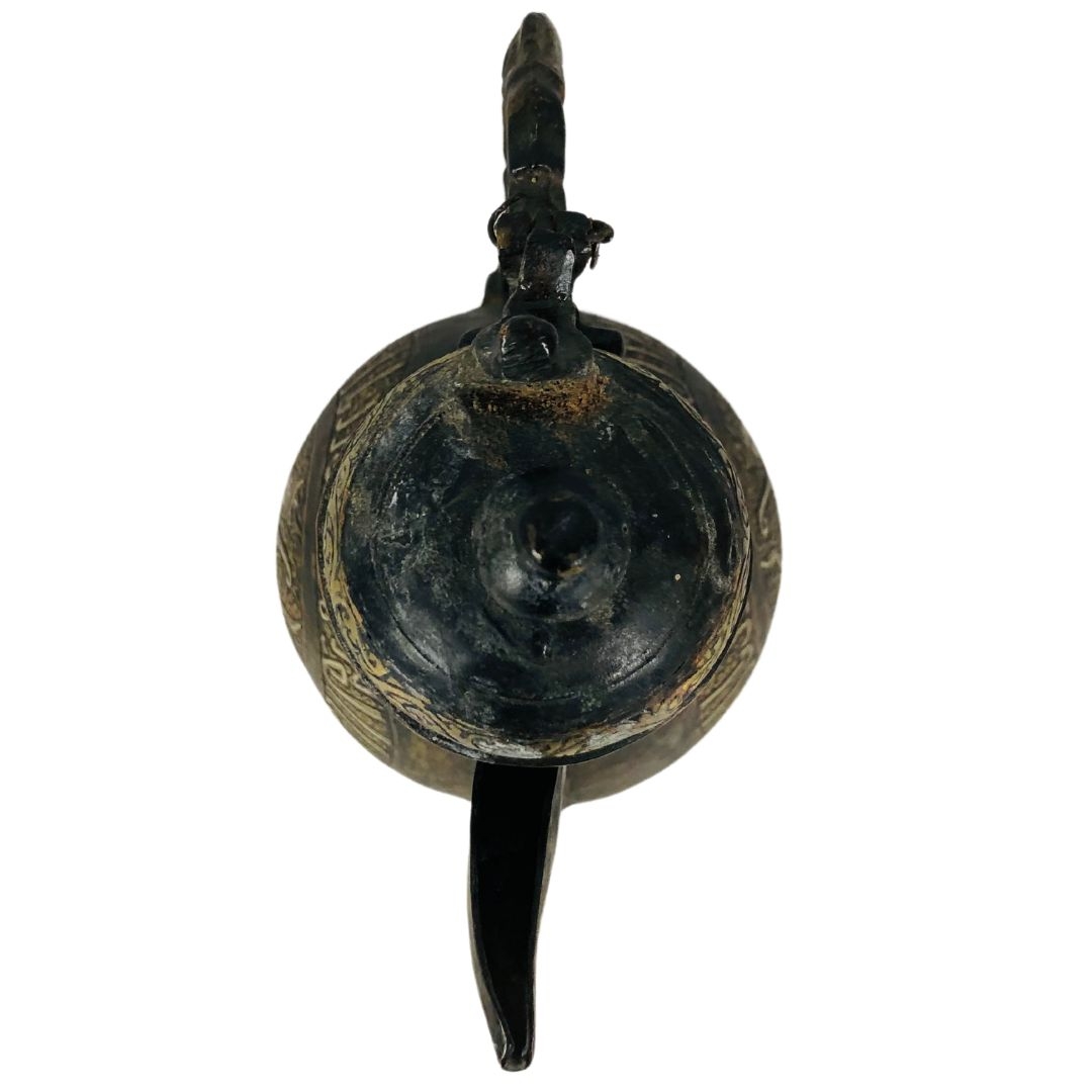 Antique Khorasan Islamic Silver Inlay Bronze Ewer  - Image 3 of 4