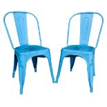 A Pair of Stackable Tolix Style Pressed Steel Retro Metal Bistro Chairs 