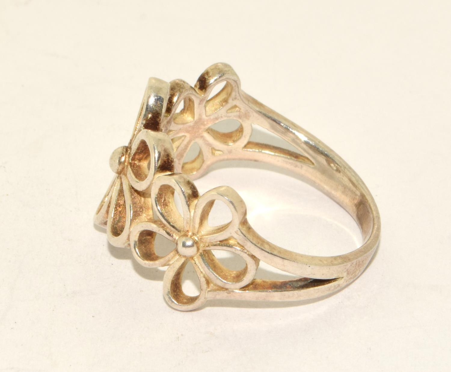 925 silver ladies open work design ring size Y  - Image 2 of 3