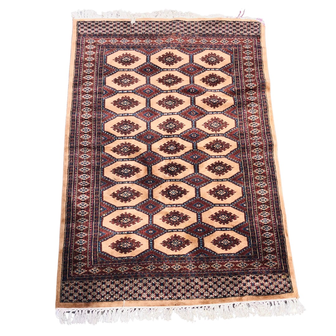 20th Century Middle Eastern Wool Brown Gul Patterned  Rug 180cm x 125cm 