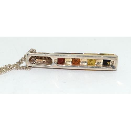 925 silver multi colour Baltic Amber pendant necklace  - Image 4 of 4