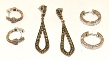 3 x 925 silver Pairs of earrings