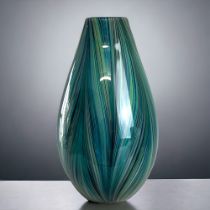 A large Murano? hand blown glass vase. Feather / swirl design. Height - 32.5cm