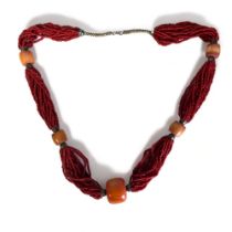A vintage strung bead necklace.