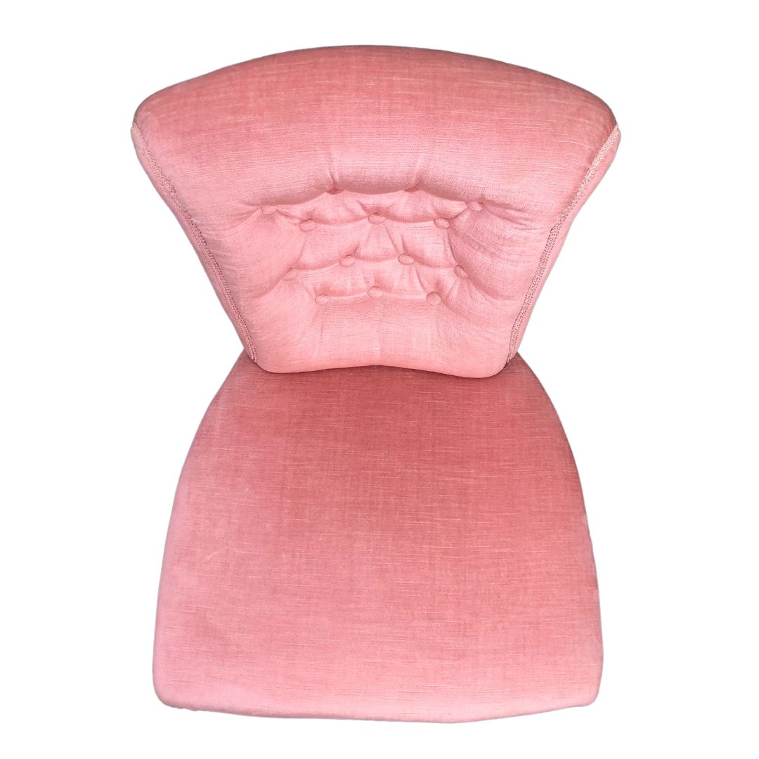 Pink Velvet Upholstered Nursing Chair 72cms high x 57cms wide x 60cms deep.  - Image 3 of 4
