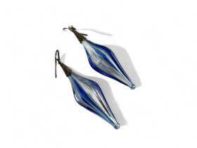 A pair of Murano glass drop earrings. Length - 55mm