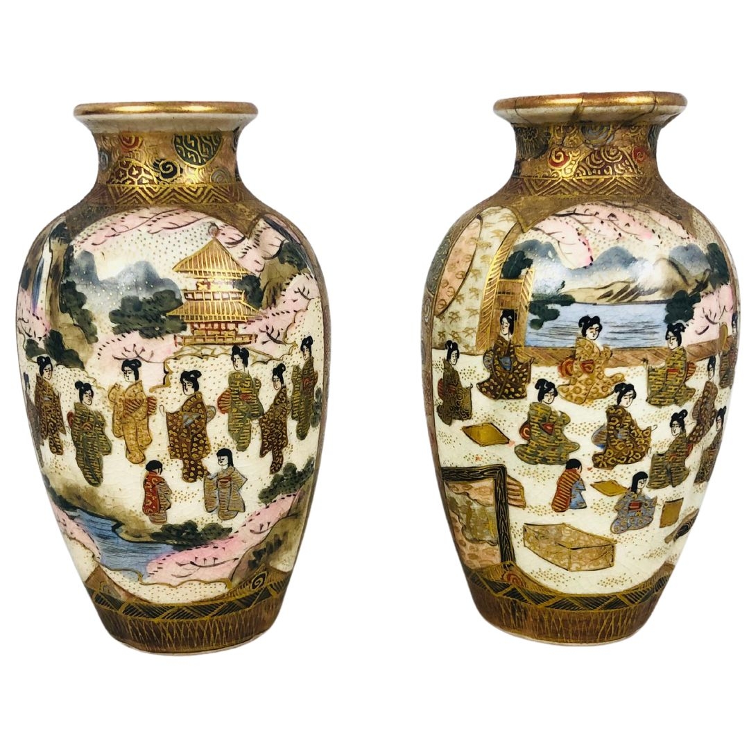 Pair of Japanese Satsuma Vases 