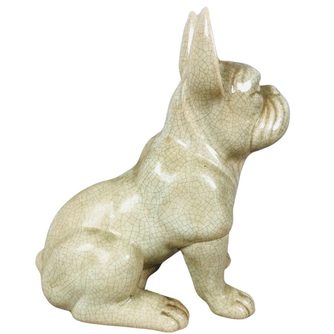 French Bulldog.  Crackle Glaze. 28cm tall.  - Image 3 of 4