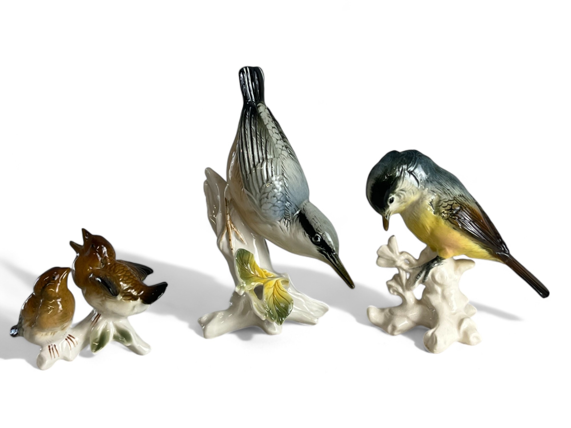 Three Karl Ens porcelain bird figures. 