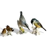 Three Karl Ens porcelain bird figures. 