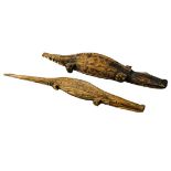 Wooden Crocodiles Inscribed to the Base 'LM 1953' - Possible Reference to Lourenço Marques (Now Mapu