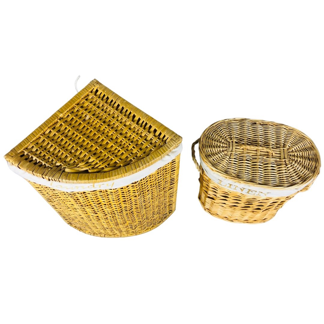 Two Lined Wicker Laundry Baskets  - Image 3 of 3