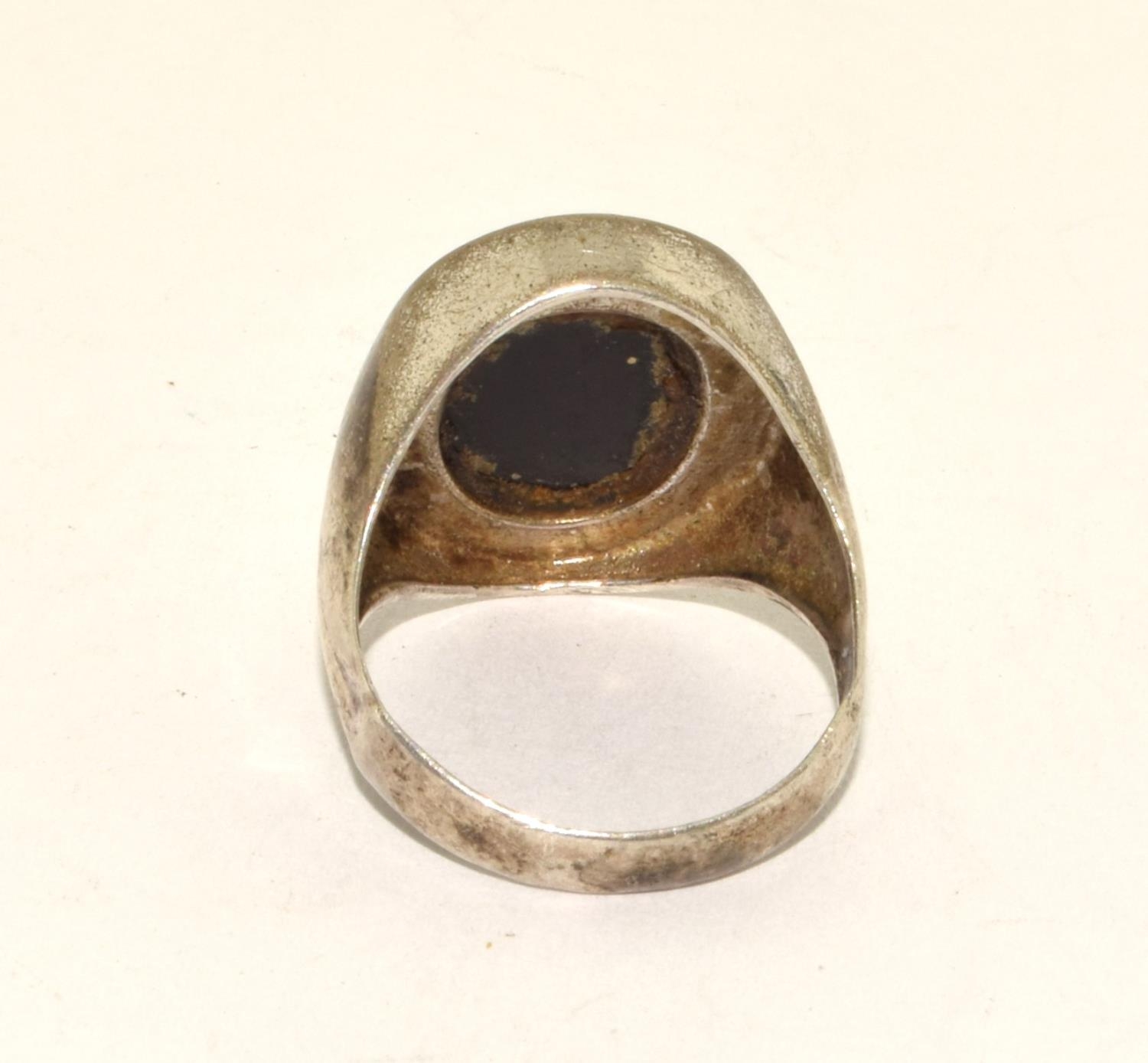 925 silver garnet signet ring size N  - Image 3 of 3