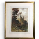 A.I Meyer Signed Watercolour - "Framlington Castle, Kent"  has Figures to the Foreground. Early 20th