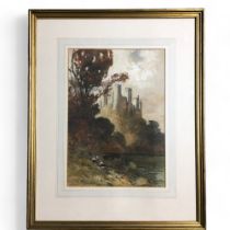 A.I Meyer Signed Watercolour - "Framlington Castle, Kent" has Figures to the Foreground. Early 20th