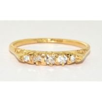 18ct gold antique set 5 stone Diamond ring 3g size N approx 0.25ct