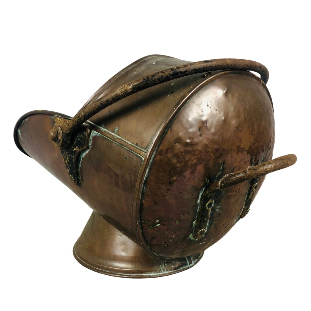Copper & Brass Helmet Shape Coal Bucket  - Bild 4 aus 4