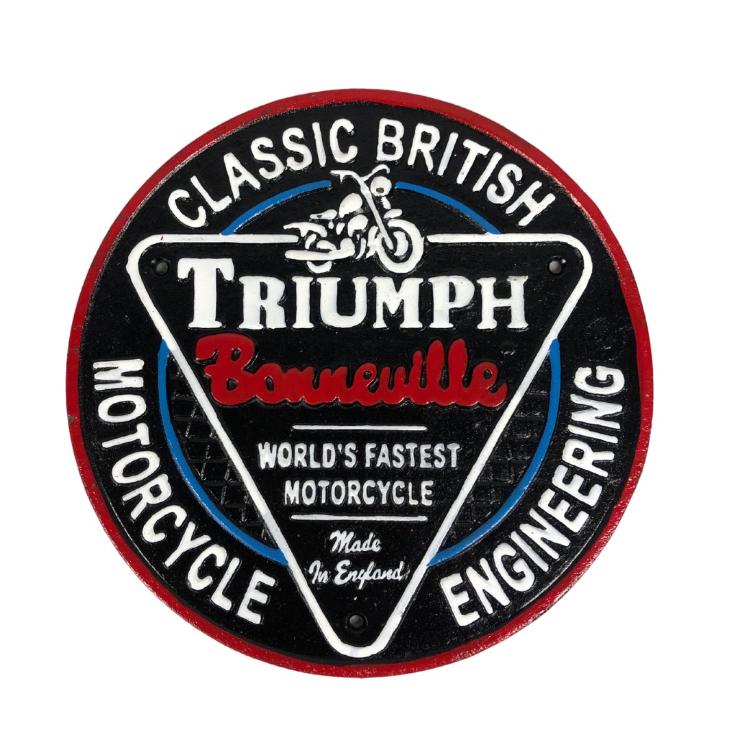 Large cast metal Triumph Bonneville sign ref 126 