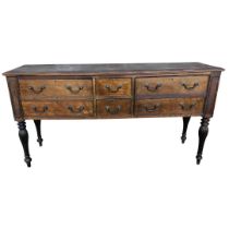 Colonial Anglo Indian Buffet. Hardwood possibly Padouk.  Having 2 faux drawer cupboards and 2 centra