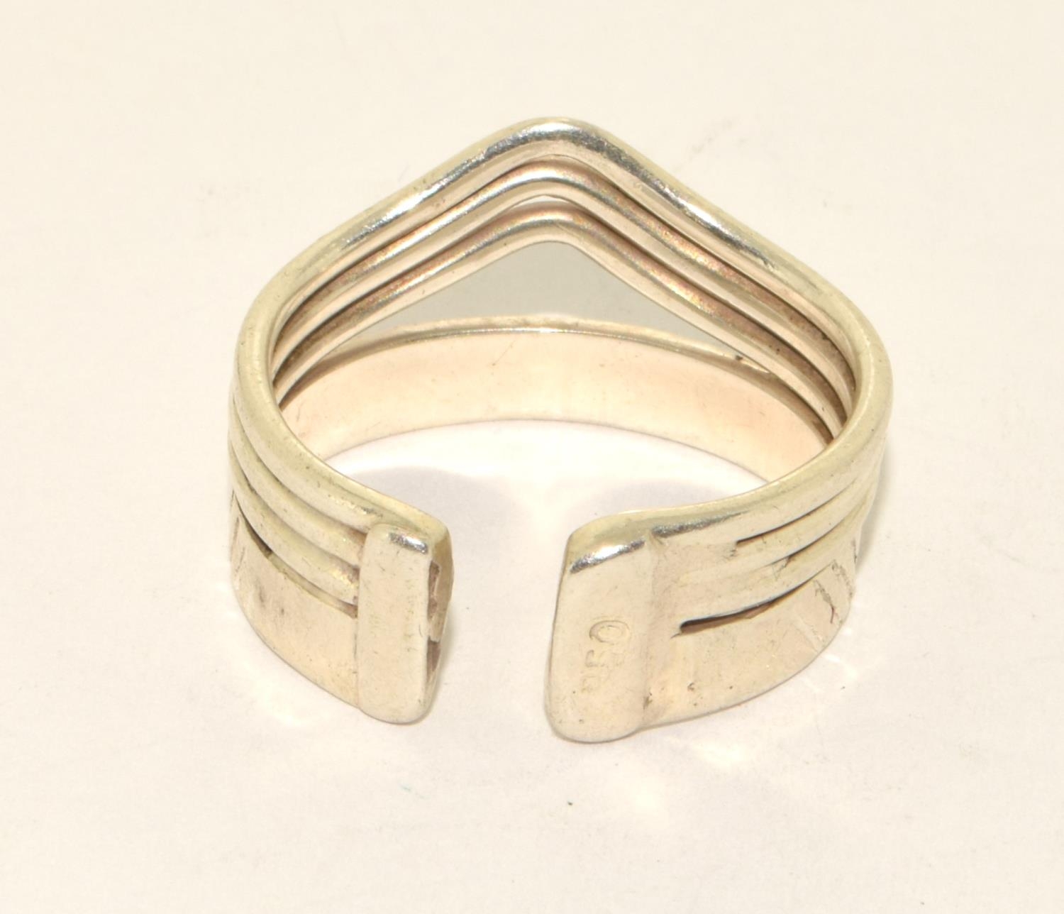 925 silver ladies designer wish bone ring size T  - Image 3 of 3