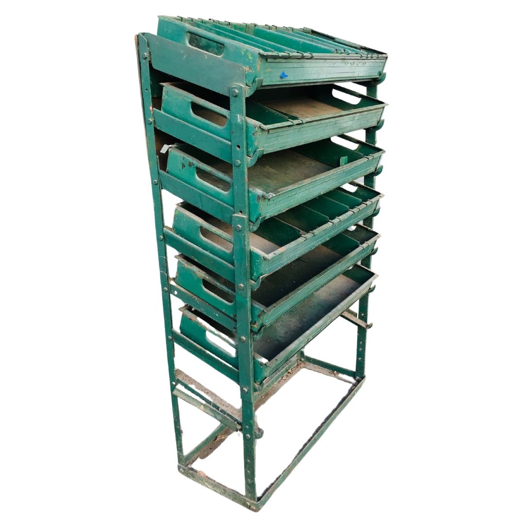 Early 20th Century Industrial Storage unit of metal construction.  Height 130cm x width 79cm  - Image 2 of 3