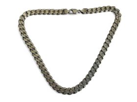 A large men's sterling silver curb link chain. Weight - 92.6g