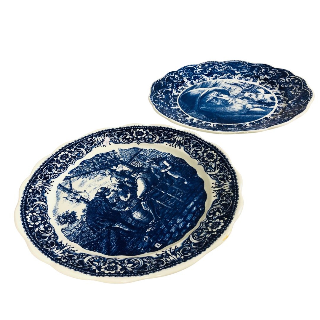 Two Large Delft Boch Frères Blue and White Serving Plates  - Image 3 of 4