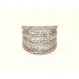 925 silver ladies 5 bar Elanza design  statement ring set with baguette cut stones size 