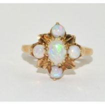 9ct gold Opal leafy star burst ring size M