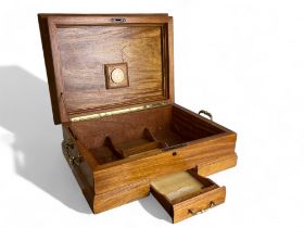 20th Century Blonde Mahogany Cigar Humidor. Having Brass fittings and working Lock and Key. 40cm Wid