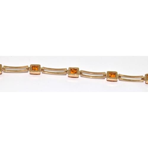 9ct gold Baltic Amber station bracelet 6.5g 18cm long                                                - Image 5 of 5