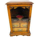 Edwardian Smokers Cabinet, Having 3 fitted drawers to the Interior with original Brass Handles, and 