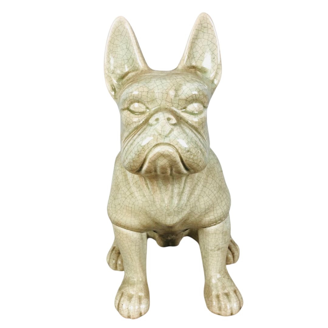 French Bulldog.  Crackle Glaze. 28cm tall.  - Image 2 of 4