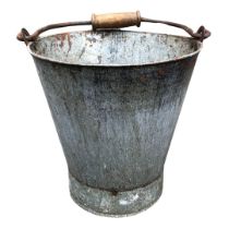 Large Galvanised Metal Pail with Wooden Handle ref 75