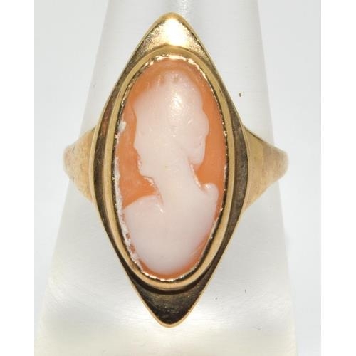 9ct gold good size ladies Cameo ring 4g size O  - Image 5 of 5