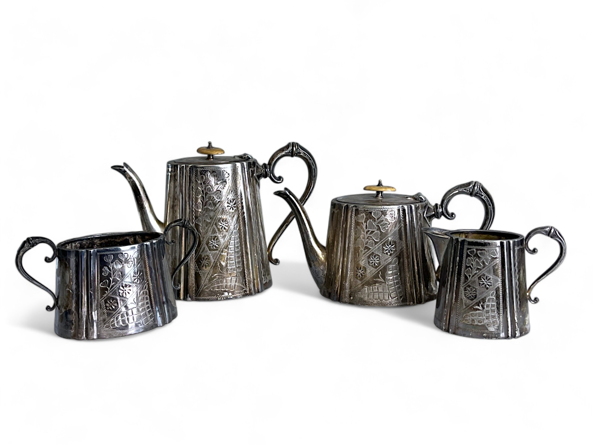 A Daniel & Arter EPBM four piece tea & coffee set. 