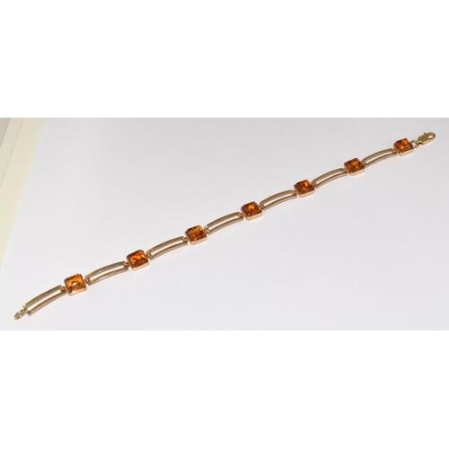 9ct gold Baltic Amber station bracelet 6.5g 18cm long                                                - Image 2 of 5