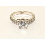 925 silver ladies solitaire ring size M 